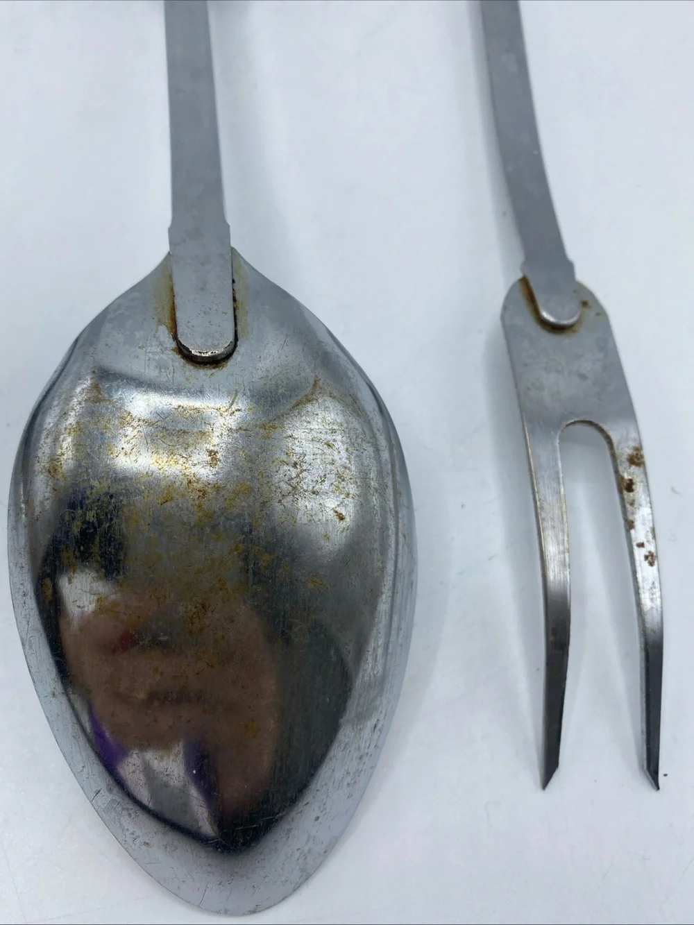 Vintage EKCO Stainless USA Kitchen Utensil Set 4 Black Handles Spatula Fork